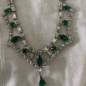 1960’s simulated diamond and emerald necklace